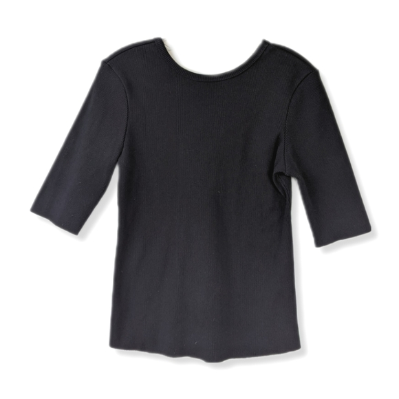 J Brand Black Ribbed 3/4 Sleeve Top - Picture 1 of 6